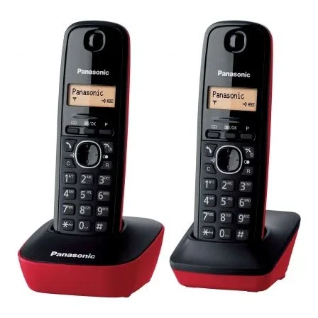 Panasonic KX-TG1612SPR Teléfono Inalámbrico Pack DUO Negro y Rojo Panasonic KX-TG1612SPR Teléfono Inalámbrico Pack DUO Negro y Rojo